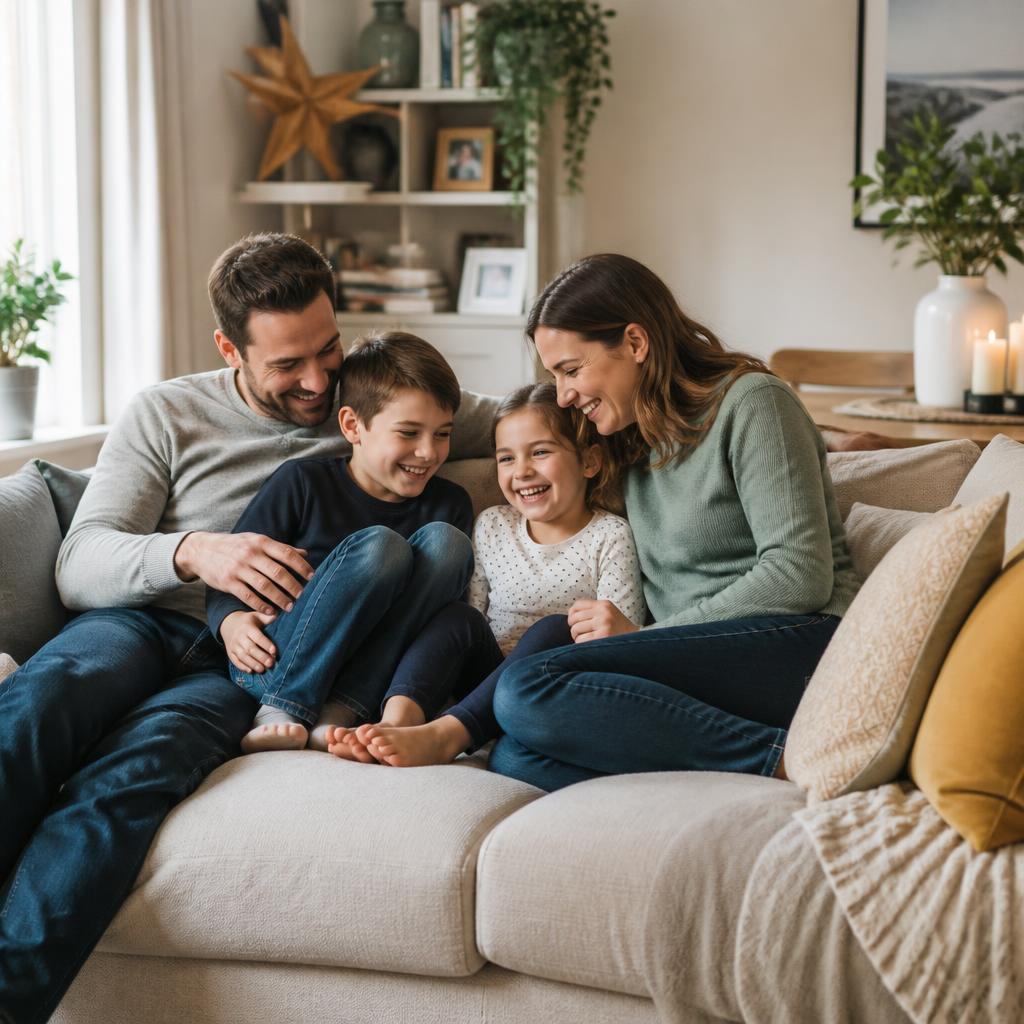 A happy Yorkshire family outside their home